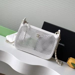 Chanel White Mesh Chain Shoulder Bag image 1