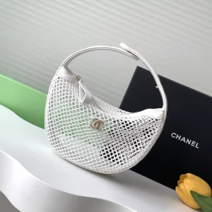 Chanel White Mesh Hobo Shoulder Bag image 1