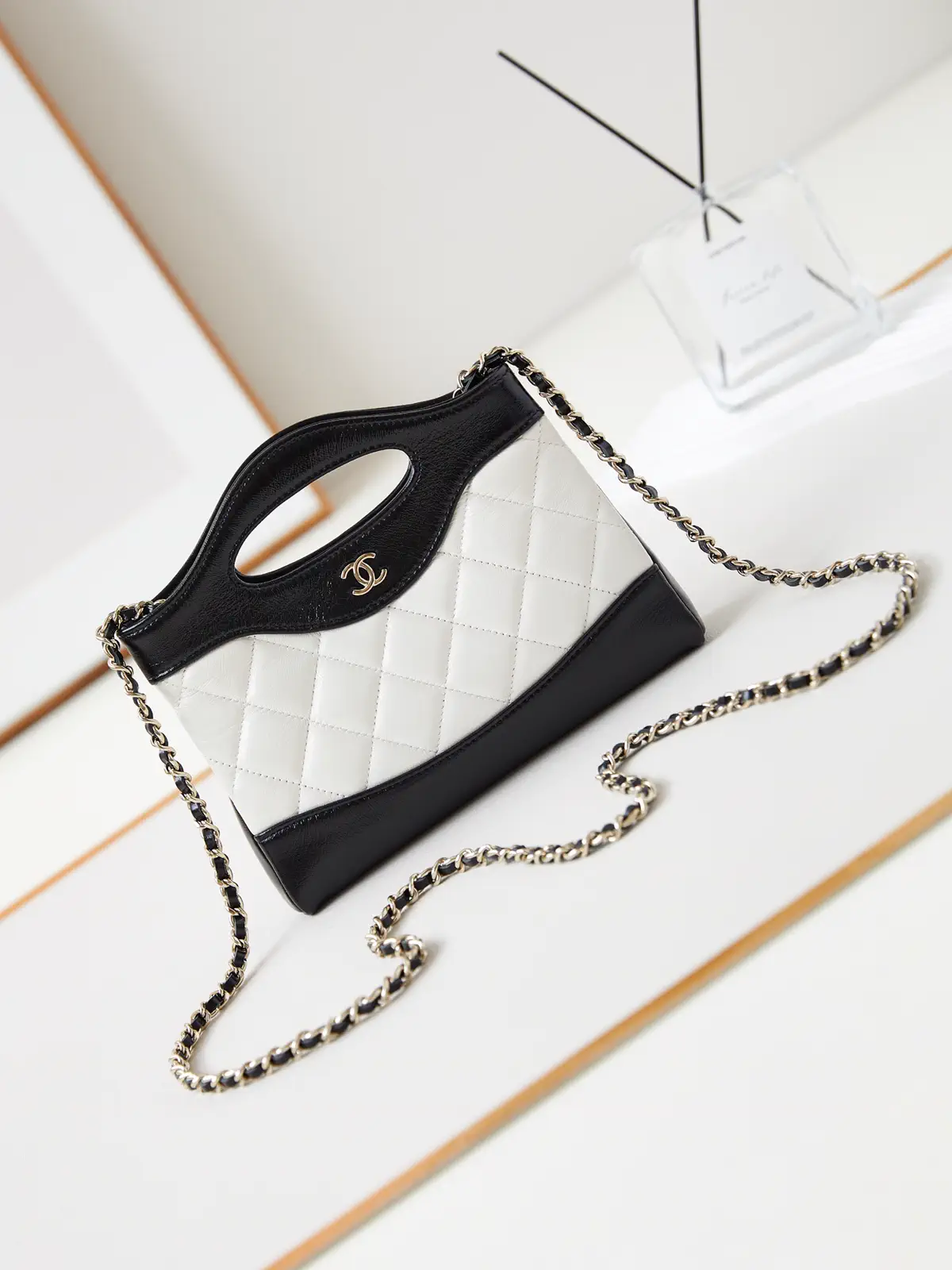Chanel Quilted Two-Tone Nano Top Handle Bag with Chain Strap image 1