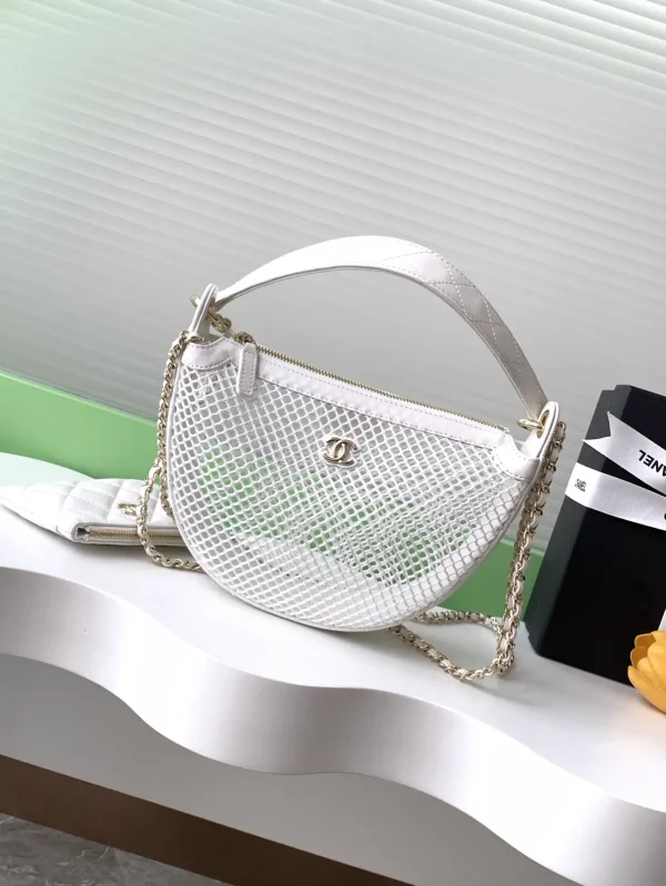 Chanel White Mesh Crescent Bag image 1