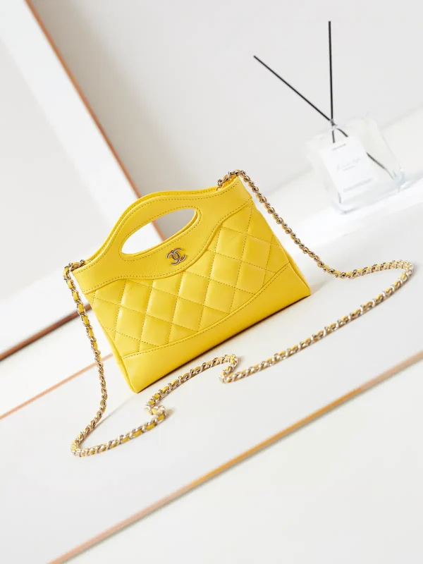 Chanel Yellow Quilted Nano Top Handle Bag with Chain Strap image 1