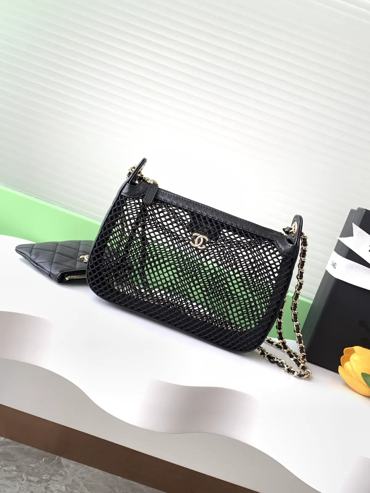 Chanel Black Mesh Shoulder Bag image 1