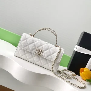Chanel White Quilted Top Handle Bag image 1