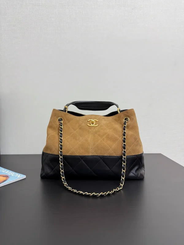 Chanel Quilted Suede and Leather Shoulder Bag image 1