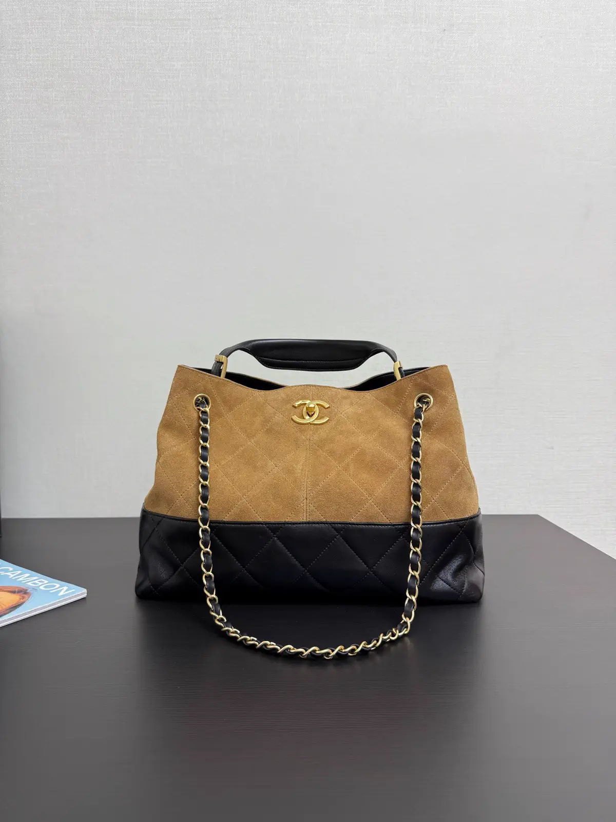 Chanel Quilted Suede and Leather Shoulder Bag image 1