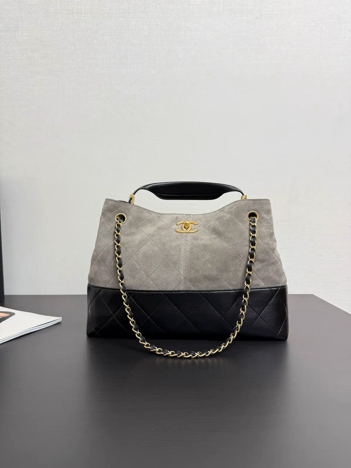 Chanel Quilted Suede and Leather Shoulder Bag image 1