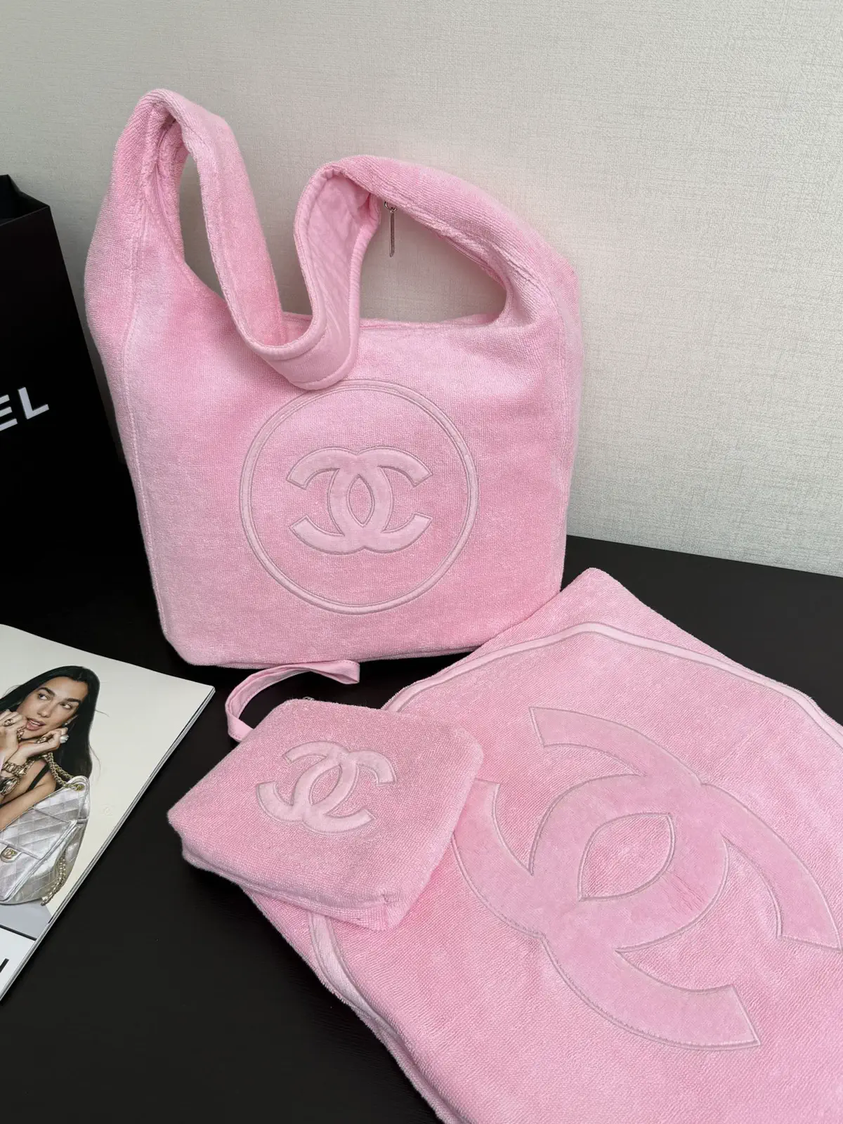 Chanel Pink Terry Cloth Tote Bag image 1
