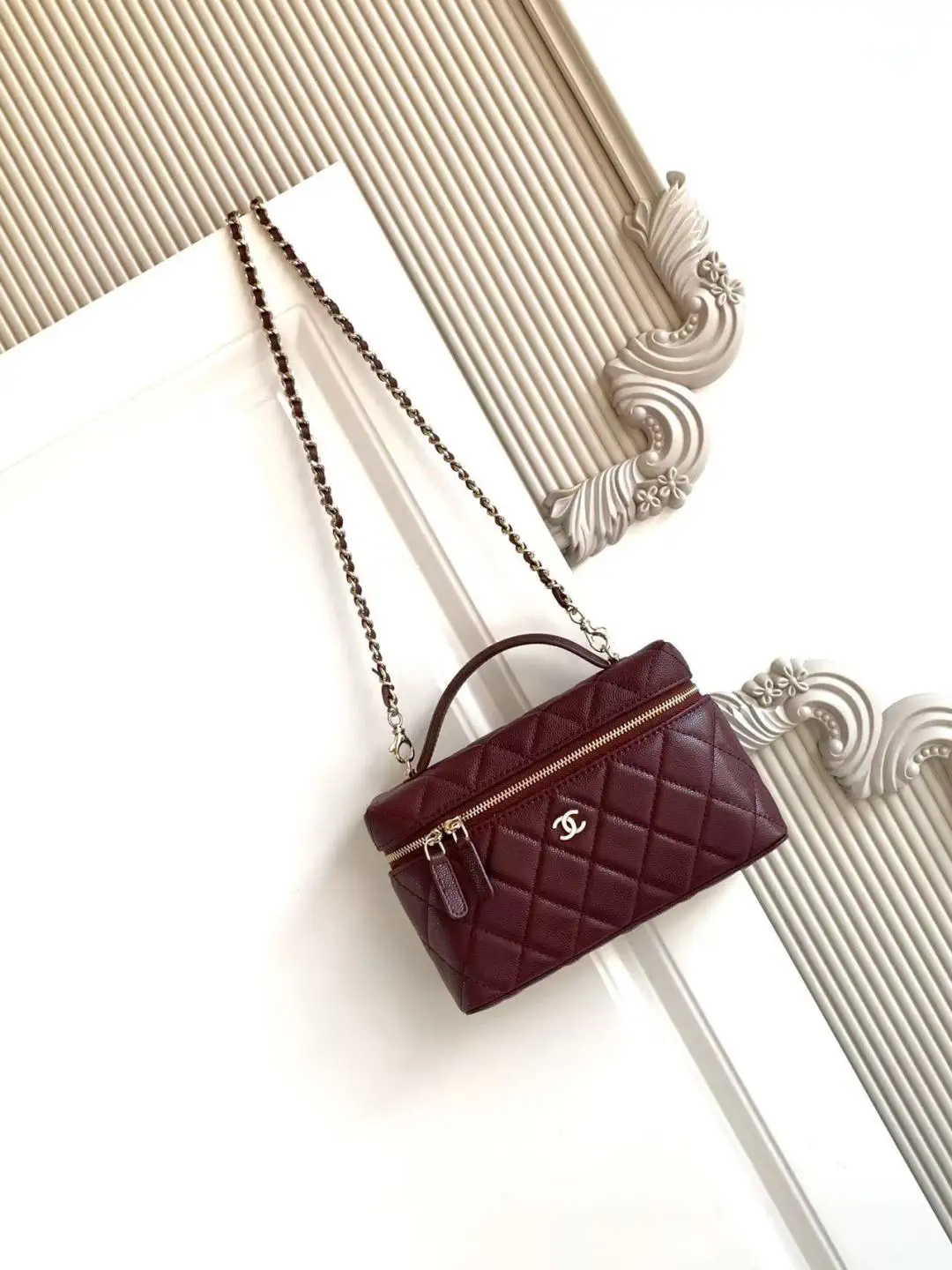 Chanel Quilted Top Handle Bag with Chain Strap image 1