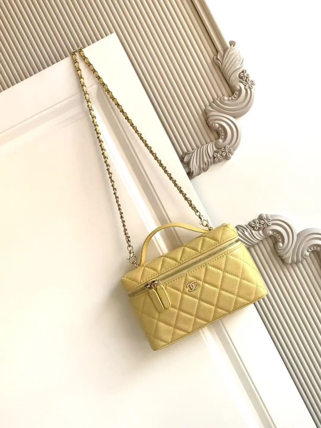 Chanel Quilted Top Handle Bag with Chain Strap image 1