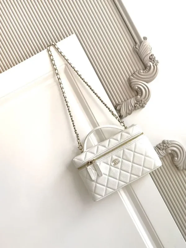 Chanel White Quilted Top Handle Bag image 1