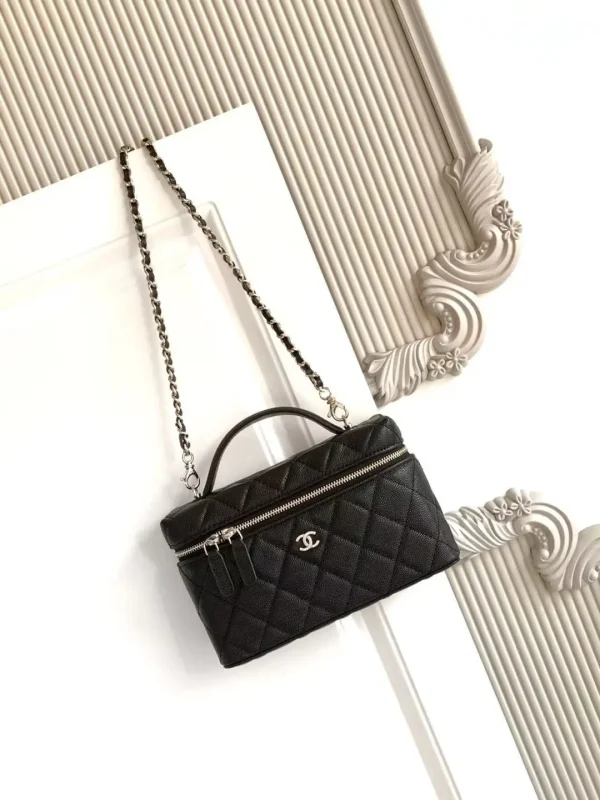 Chanel Black Quilted Top Handle Bag with Chain Strap image 1