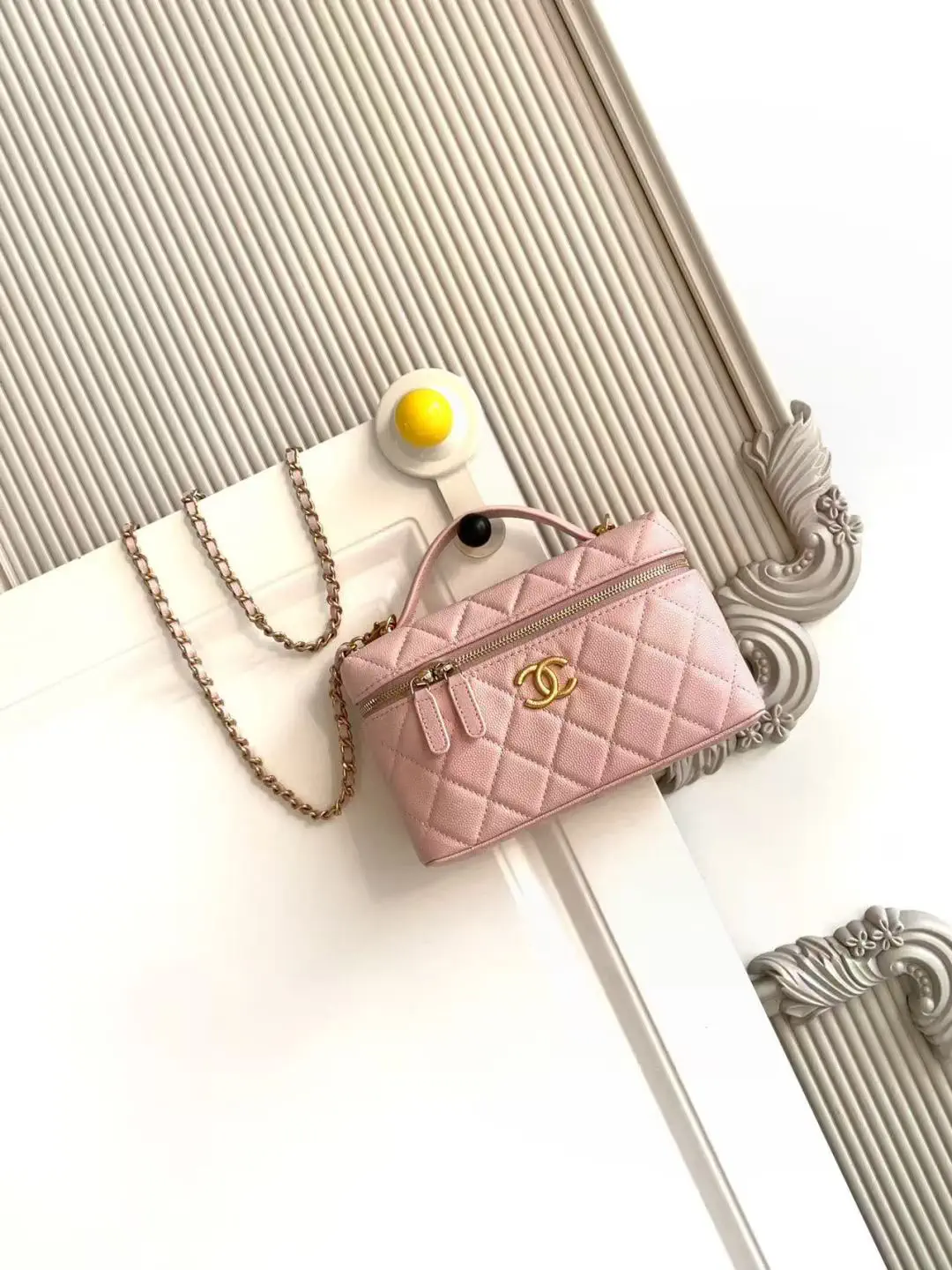 Chanel Quilted Top Handle Bag with Chain Strap image 1