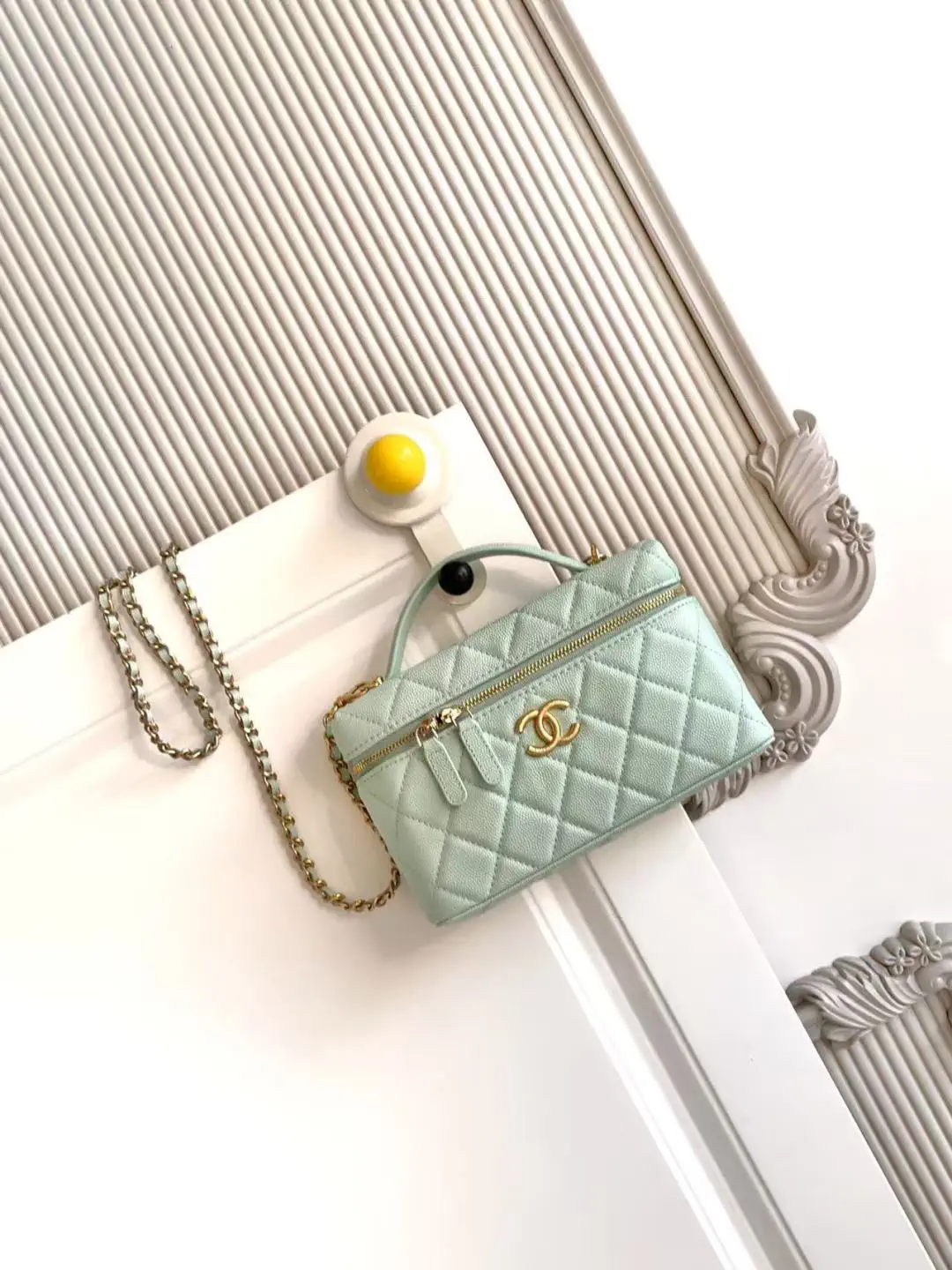 Chanel Quilted Top Handle Bag with Chain Strap image 1