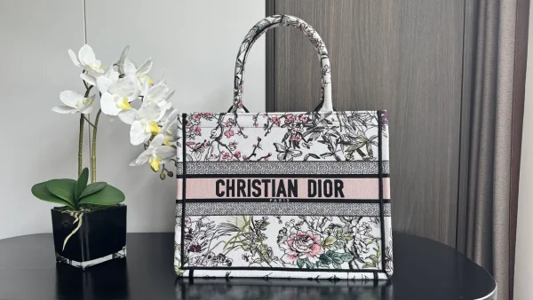 Dior Floral Butterfly Embroidered Book Tote Bag image 1