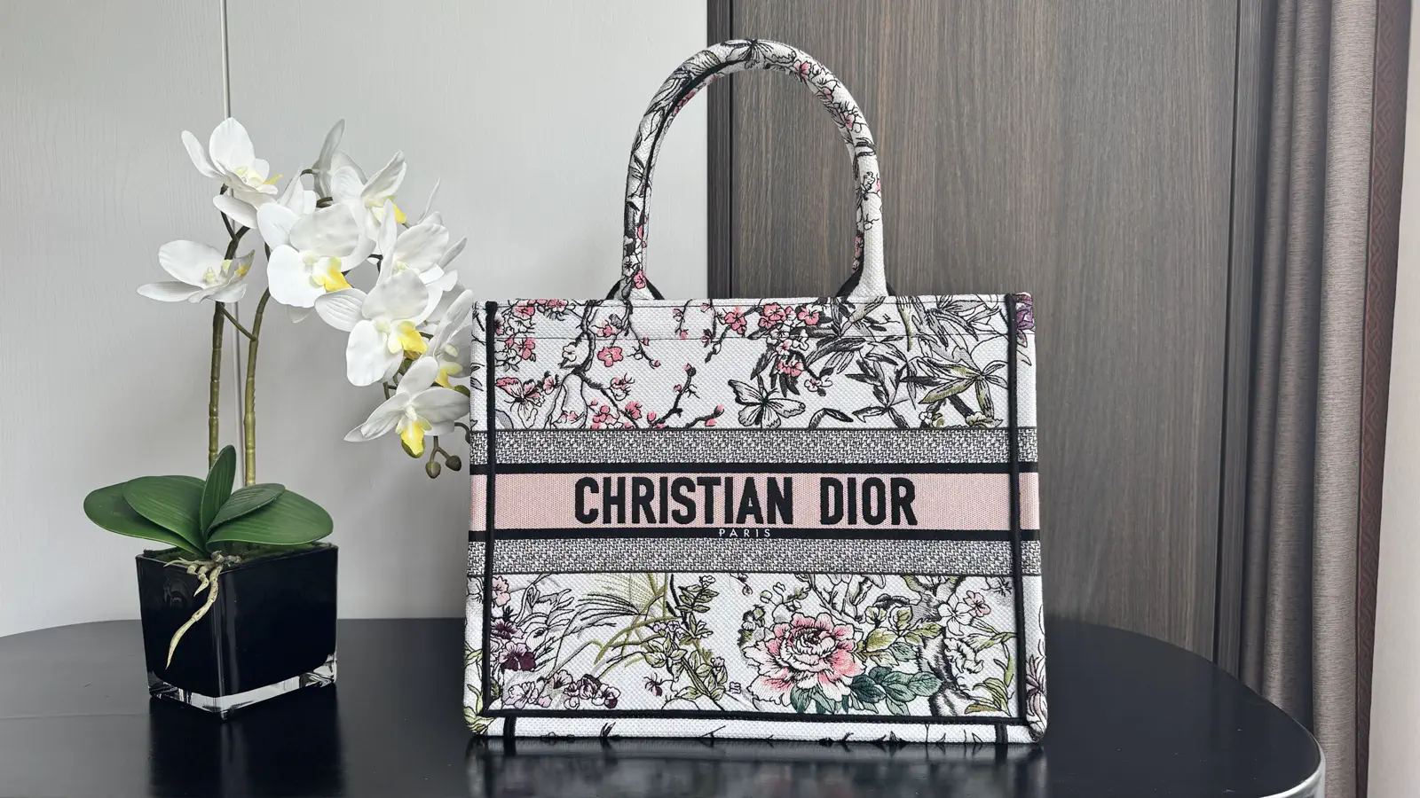 Dior Floral Butterfly Embroidered Book Tote Bag image 1