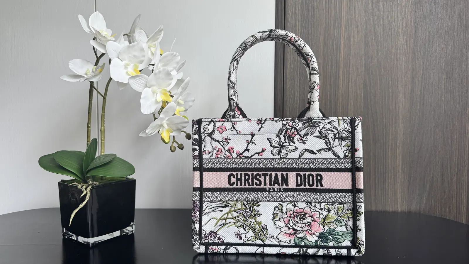 Dior Floral Butterfly Embroidered Book Tote Bag image 1