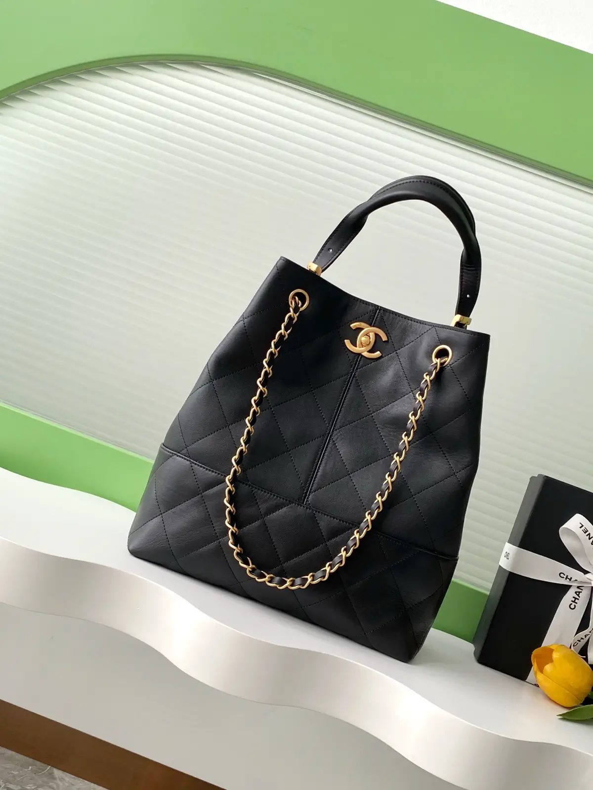Chanel Quilted Tote Bag with Gold-Tone Hardware image 1