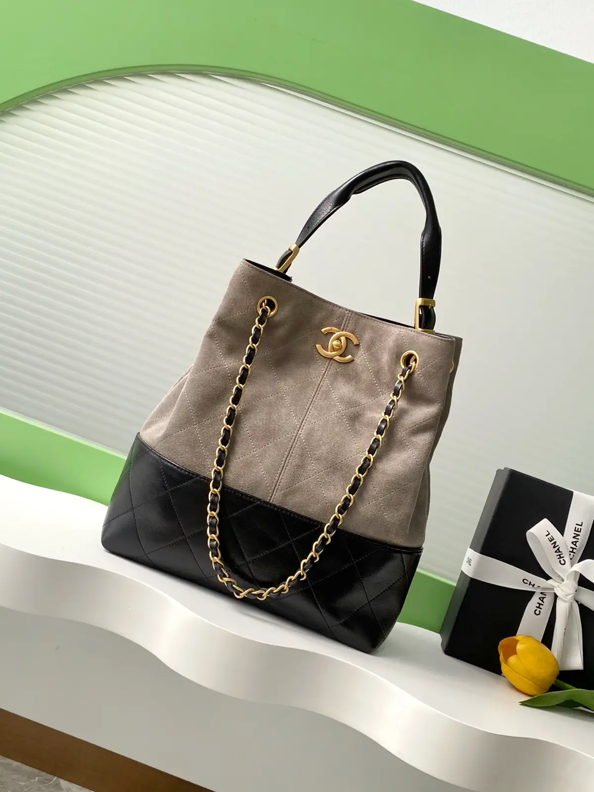 Chanel Quilted Two-Tone Bucket Bag image 1