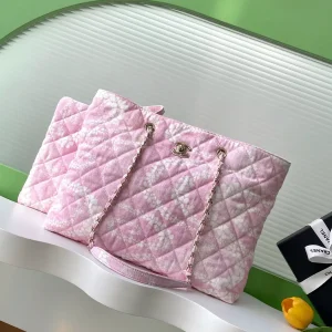 Chanel Pink Floral Quilted Tote Bag image 1