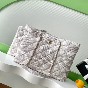 Chanel Gray Floral Quilted Tote Bag image 1