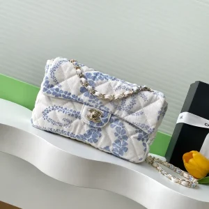 Chanel Blue Floral Quilted Shoulder Bag image 1