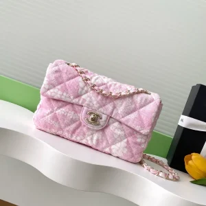 Chanel Pink Quilted Floral Denim Shoulder Bag image 1
