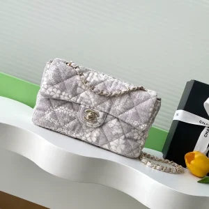 Chanel Quilted Floral Denim Shoulder Bag image 1