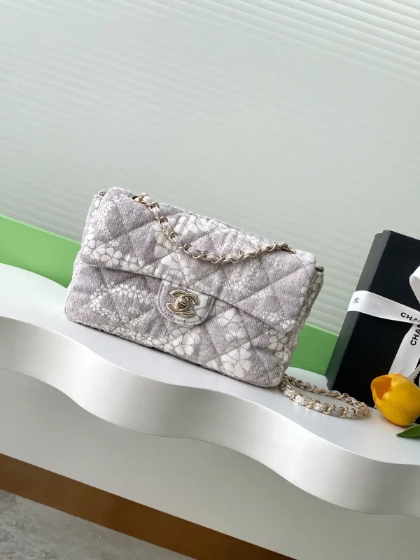 Chanel Quilted Floral Denim Shoulder Bag image 1