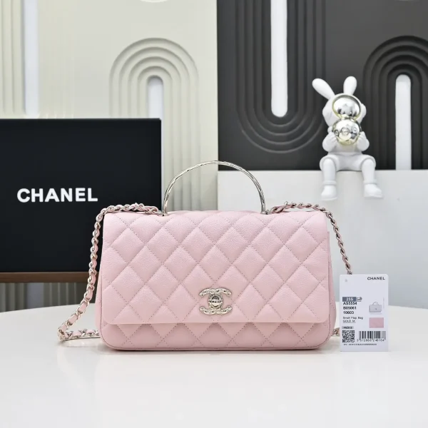 Chanel Pink Quilted Top Handle Bag image 1