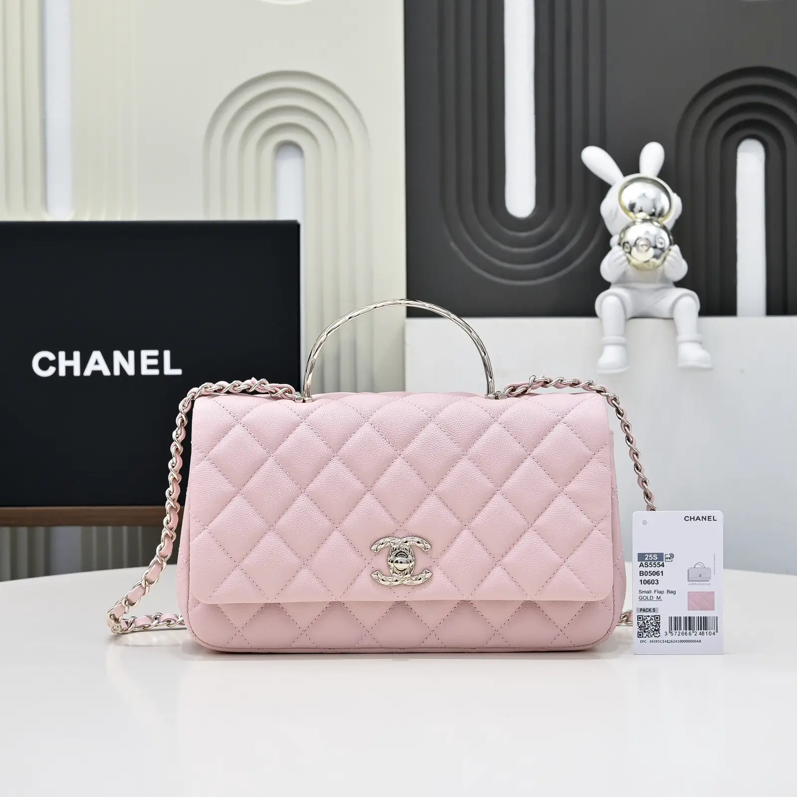 Chanel Pink Quilted Top Handle Bag image 1