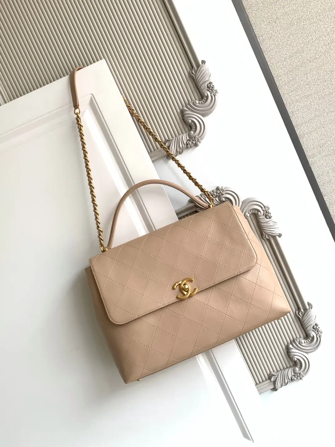 Chanel Beige Quilted Flap Bag image 1