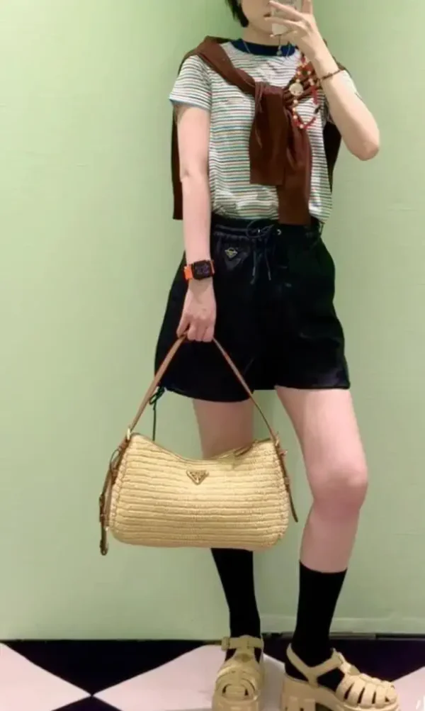 Prada Straw Shoulder Bag image 1