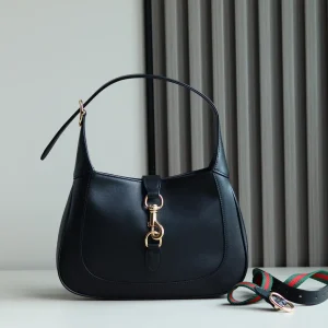 Gucci Black Leather Shoulder Bag with Gold Hardware image 1