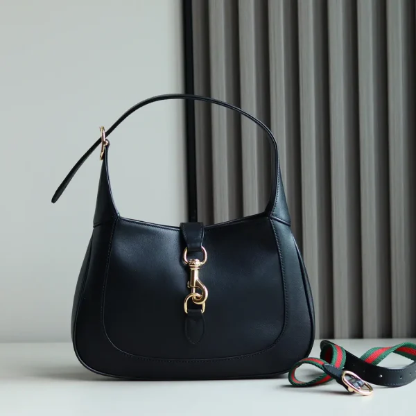 Gucci Black Leather Shoulder Bag with Gold Hardware image 1