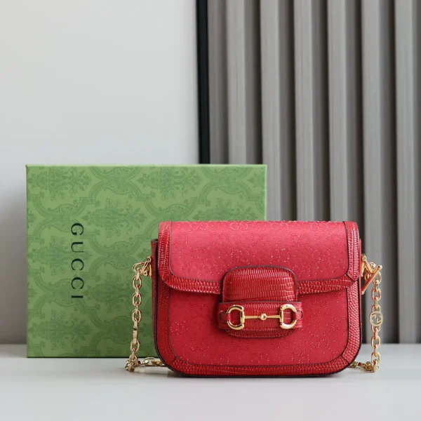 Gucci Red Crystal Embellished Chain Shoulder Bag image 1