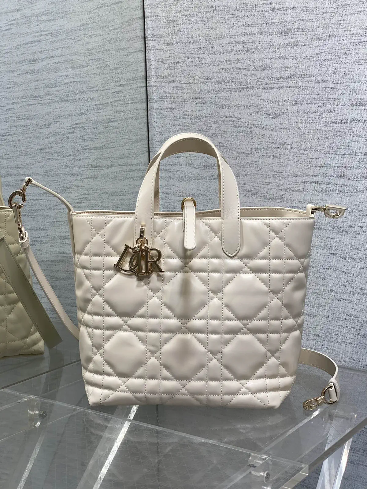 Dior Quilted Tote Bag with Detachable Shoulder Strap image 1