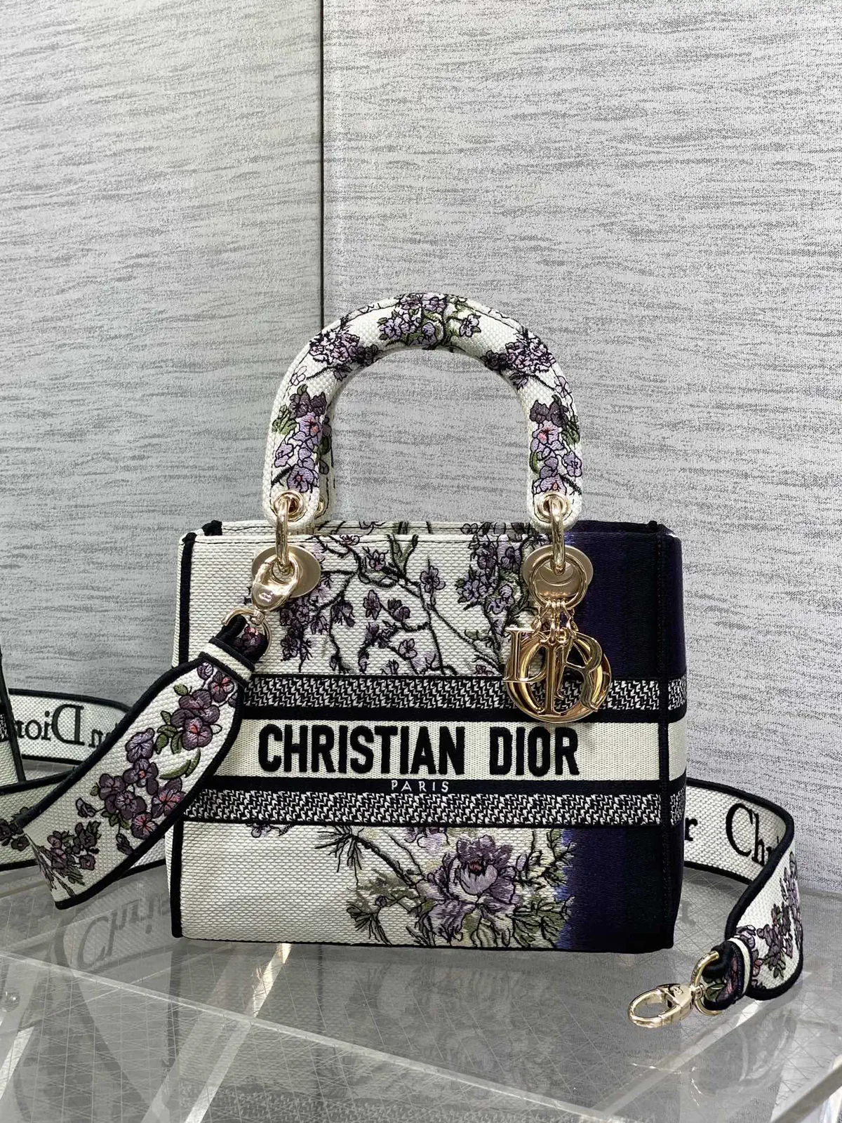 Dior Floral Embroidered Top Handle Bag image 1