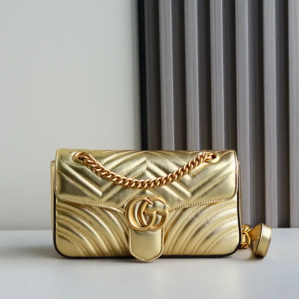 Gucci Quilted Metallic Gold Chain Shoulder Bag image 1