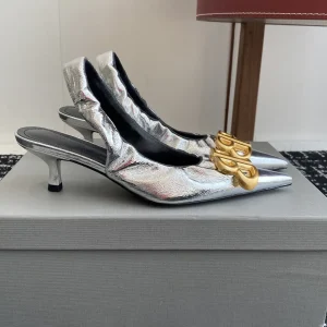 Balenciaga 25s Spring Summer New Double B Buckle Pointed Toe Slingback Heels image 1