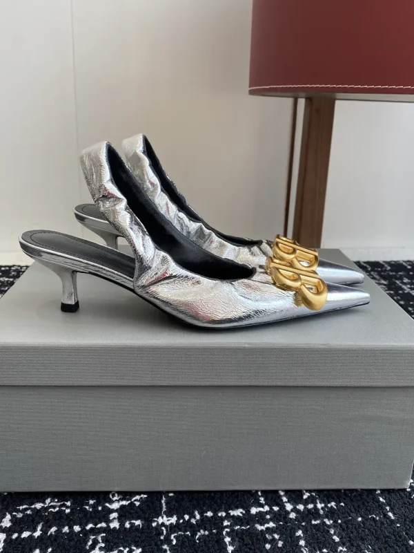 Balenciaga 25s Spring Summer New Double B Buckle Pointed Toe Slingback Heels image 1