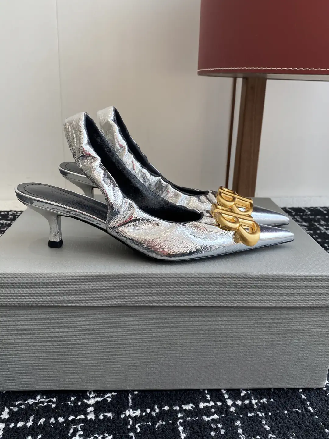 Balenciaga 25s Spring Summer New Double B Buckle Pointed Toe Slingback Heels image 1