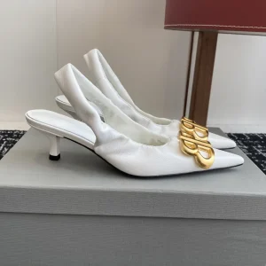 Balenciaga Double B Buckle Pointed Toe Slingback Heels image 1