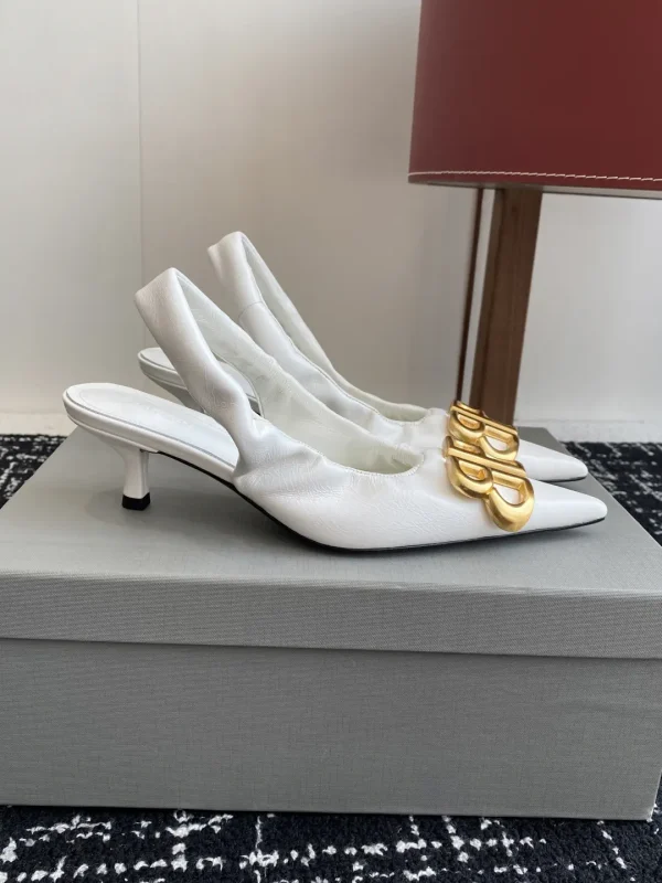 Balenciaga Double B Buckle Pointed Toe Slingback Heels image 1