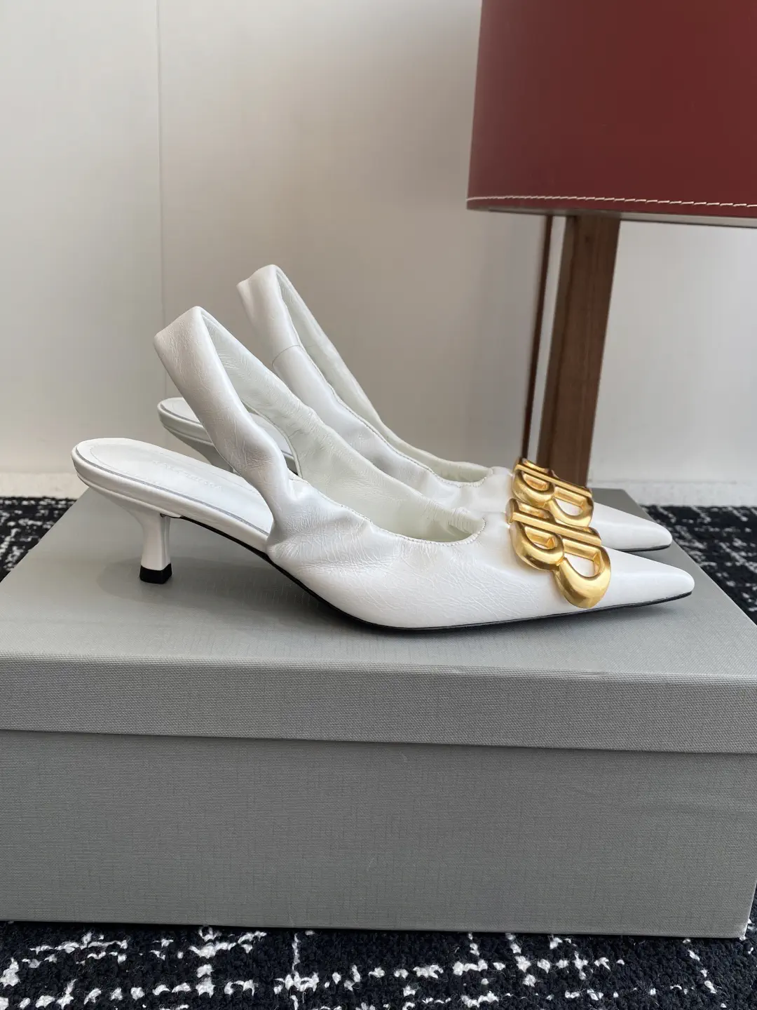 Balenciaga Double B Buckle Pointed Toe Slingback Heels image 1