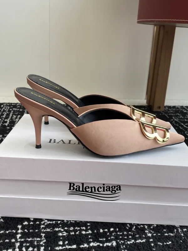 Balenciaga Double B Buckle Pointed Toe Mule Heels image 1