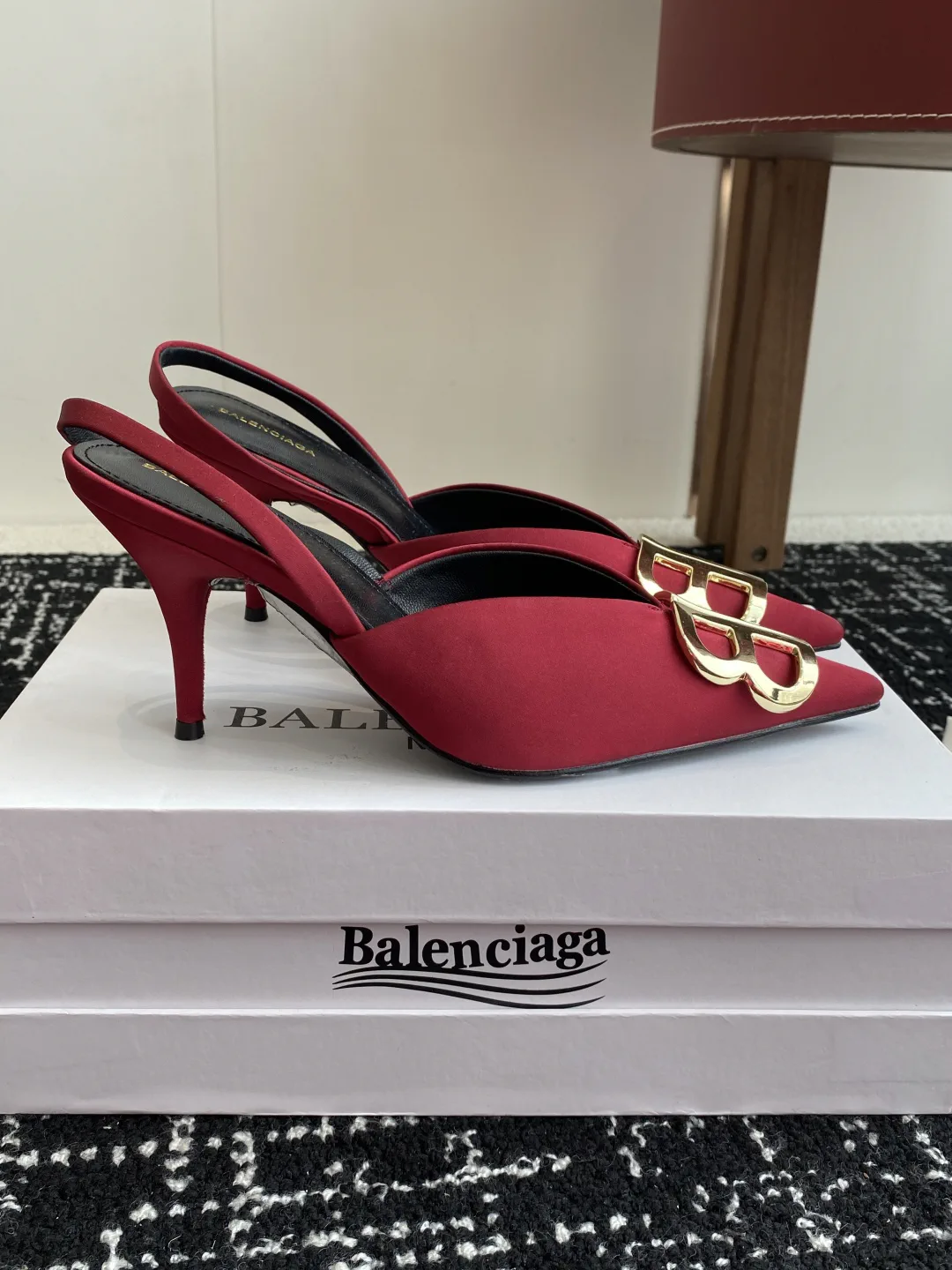 Balenciaga 25s Spring Summer Double B Buckle Pointed Toe Slingback High Heels image 1
