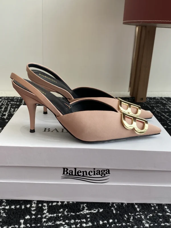 Balenciaga 25 Spring Summer Double B Buckle Pointed Toe Slingback High Heels image 1