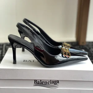 Balenciaga 25 Spring Summer Double B Buckle Pointed Toe Slingback Pumps image 1