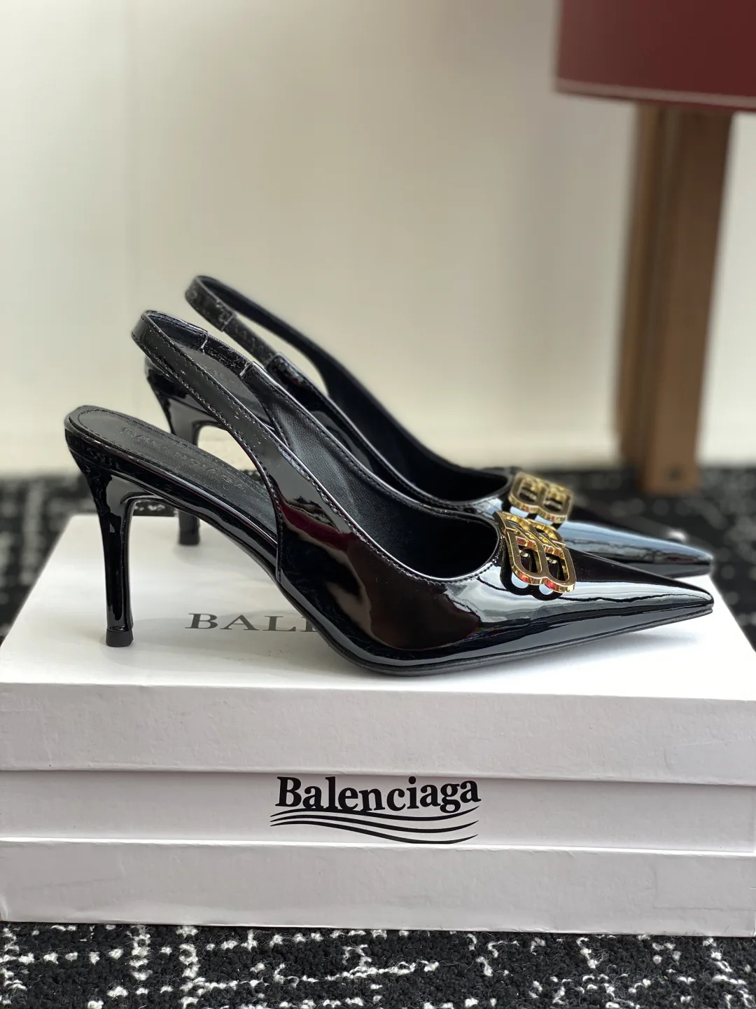 Balenciaga 25 Spring Summer Double B Buckle Pointed Toe Slingback Pumps image 1