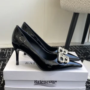 Pointed Toe Rhinestone Buckle High Heel Pumps image 1